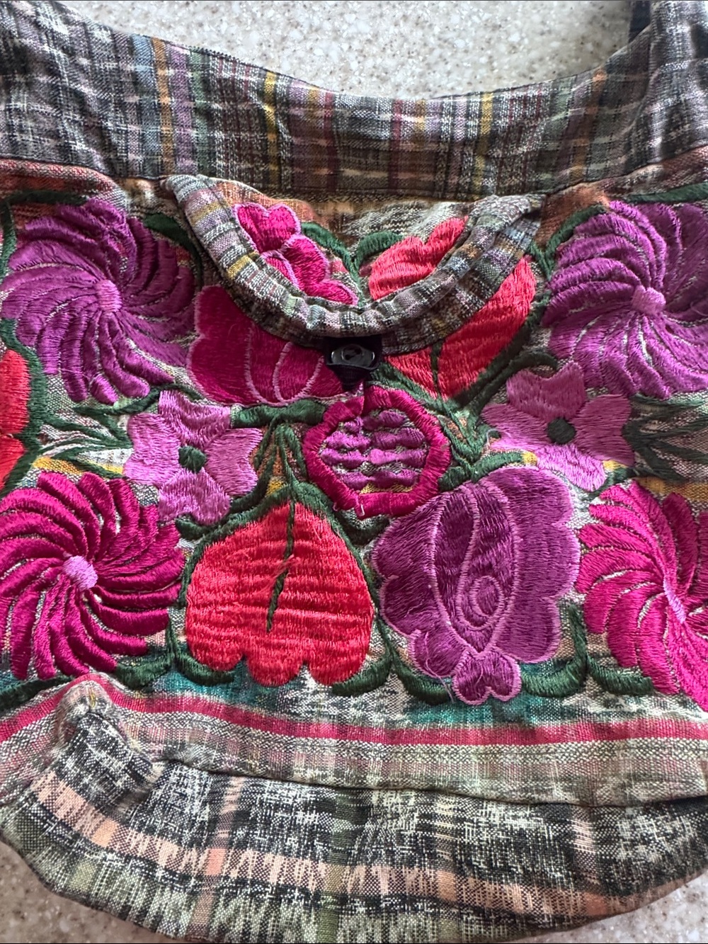 Boho Embroidered Pink Floral Crossbody Bag - Picture 4 of 7